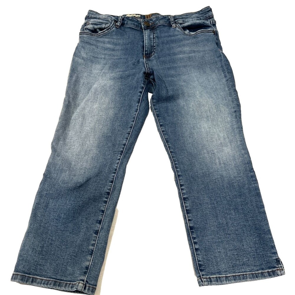 KUT from the Kloth Women's Jean Sz. 12 High Rise Crop Straight Leg denim EUC